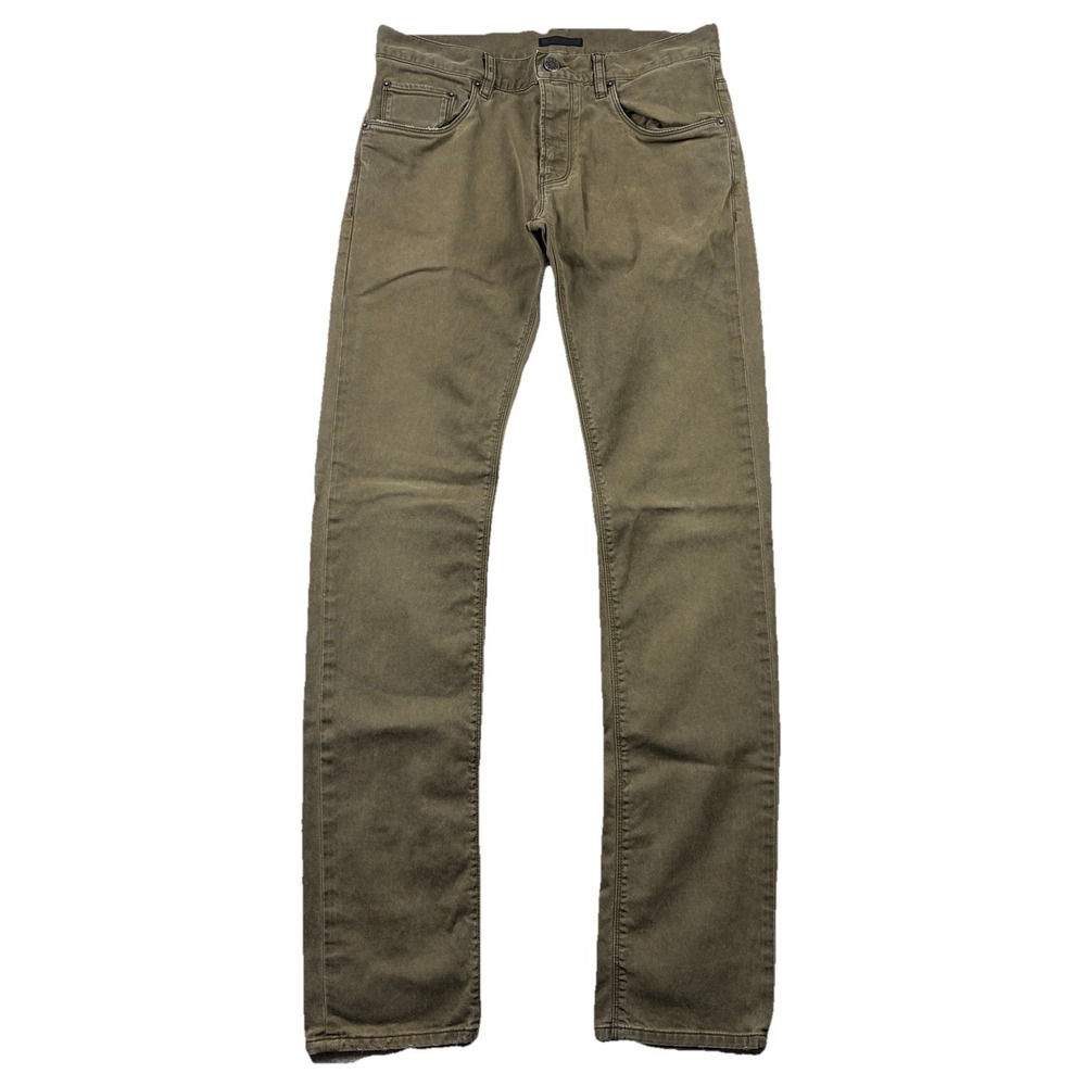 Prada Jeans Mens 30x33 Olive Army Green Garment Dyed Slim Fit Button Fly Cotton